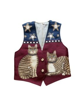 Vintage Cat Tapestry Vest